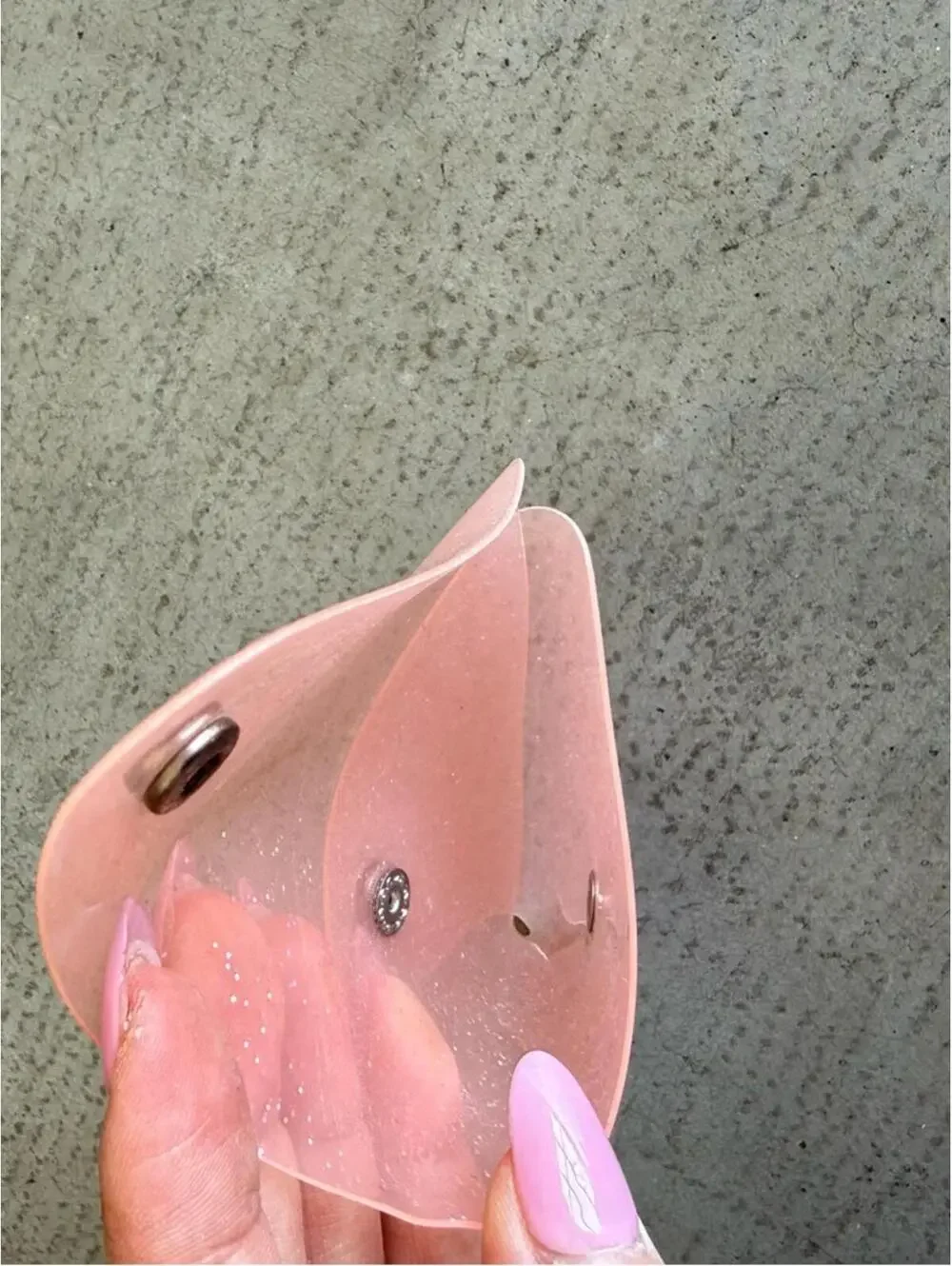 Pink Glitter Triangle Coin Pouch / Mini Snap Storage Case